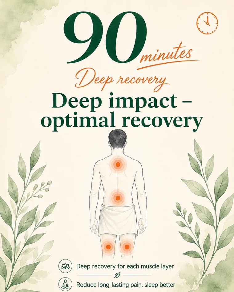 90 minutes — Deep, thorough recovery for when you want your body restored as fully as possible.